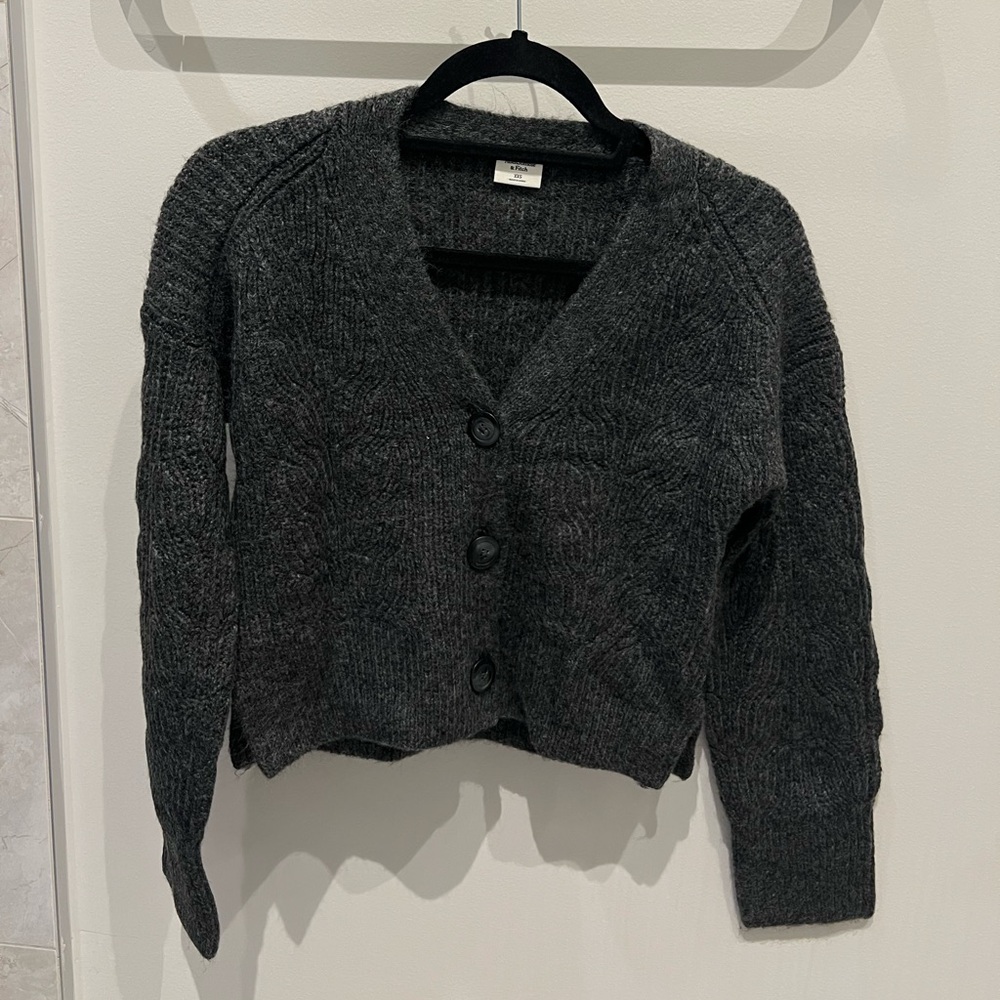 Abercrombie & Fitch Charcoal Button-Up Cardigan